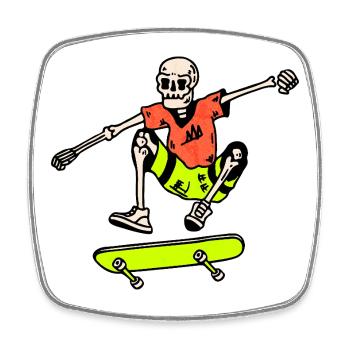 Neon Skate-Skelett – Ollie Retro 90er - Viereckiger Kühlschrankmagnet - Weiß - Vorne