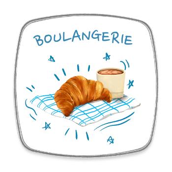 Retro-Blau-Croissant-Bäckerei - Viereckiger Kühlschrankmagnet - Weiß - Vorne