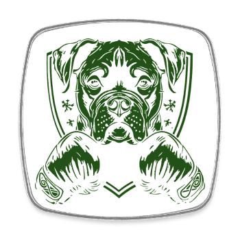 chien boxer- - Magnet carré - blanc - Devant
