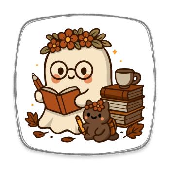 Herbstlicher Geist mit Büchern süßes Schul Motiv - Viereckiger Kühlschrankmagnet - Weiß - Vorne