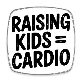 Kinder großziehen = Cardio - Viereckiger Kühlschrankmagnet - Weiß - Vorne