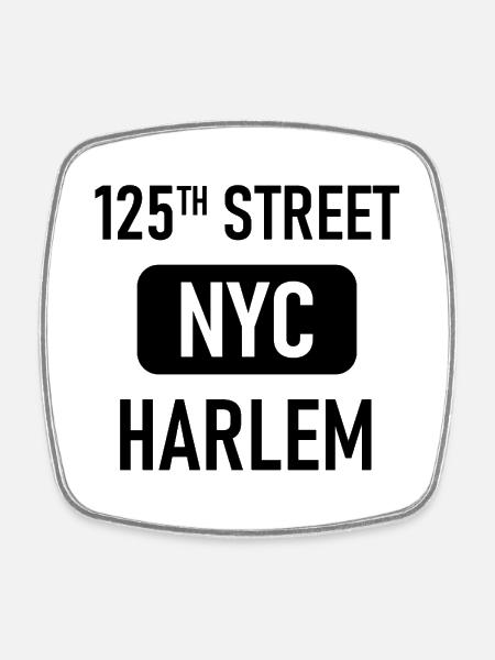 Harlem - New York - 125e rue - New York - Magnet carré - blanc