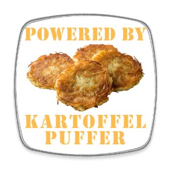 Propulsé par Kartoffelpuffer - Magnet carré - blanc - Devant
