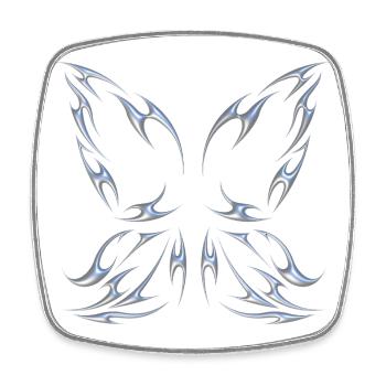 Chrom Metallic Feenflügel Schmetterling Design - Viereckiger Kühlschrankmagnet - Weiß - Vorne