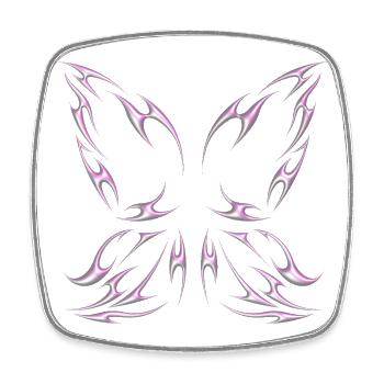 Chrome Metallic Fairy Wings Tribal Design - Square fridge magnet - white - Front