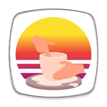 Ceramic Passion Sunset - Square fridge magnet - white - Front