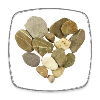Natural stones in a heart shape - Square fridge magnet - white - Front