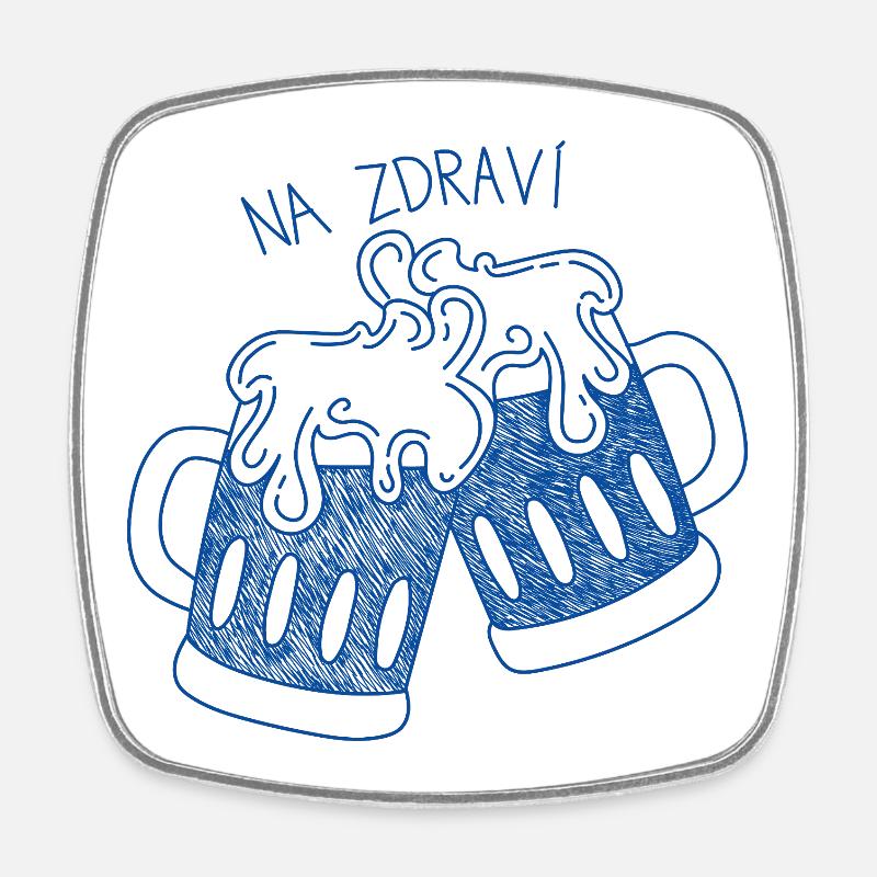 Biergläser mit Prost-Spruch - Viereckiger Kühlschrankmagnet - Weiß