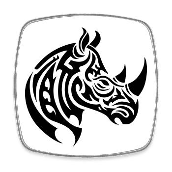 Tribal du rhinocéros - Magnet carré - blanc - Devant