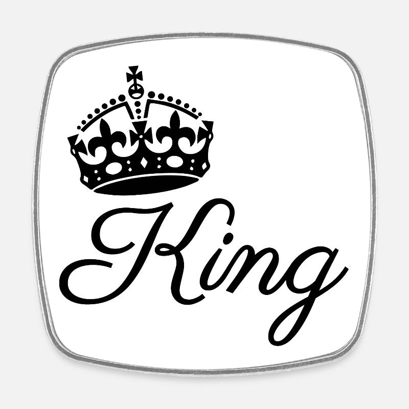 Royal Crown with King Text Design - Square fridge magnet - white