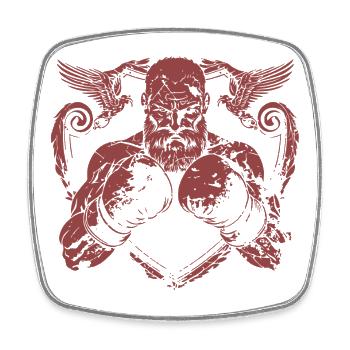 Boxe Viking - Magnet carré - blanc - Devant