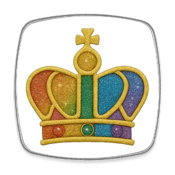 Rainbow Glitter Crown Design - Square fridge magnet - white - Front