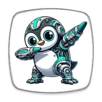 Technique futuriste du robot pingouin cyborg - Magnet carré - blanc - Devant
