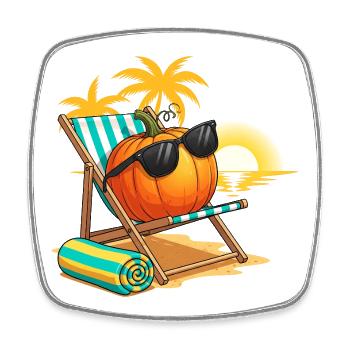 Autumnal pumpkin lounge with sunglasses - Square fridge magnet - white - Front
