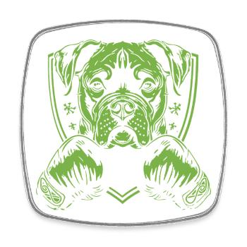 Boxer pour chien - Magnet carré - blanc - Devant