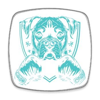 Boxer pour chien - Magnet carré - blanc - Devant
