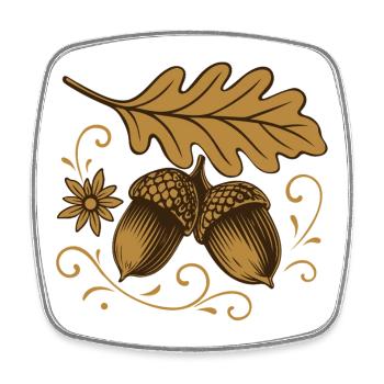 Eicheln mit Blatt – Herbst Design - Viereckiger Kühlschrankmagnet - Weiß - Vorne