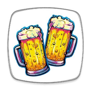 Bier Comic Bierglas - Viereckiger Kühlschrankmagnet - Weiß - Vorne