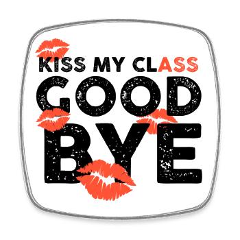 Chemises de classe Embrasse ma classe au revoir lèvres - Magnet carré - blanc - Devant