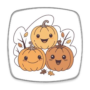 Citrouilles kawaii amusantes en automne - Magnet carré - blanc - Devant