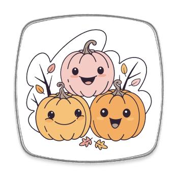 Citrouilles kawaii amusantes en automne - Magnet carré - blanc - Devant