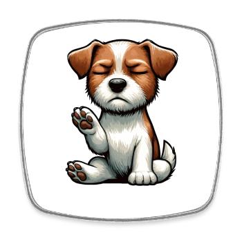 Parler à la patte Jack Russel terrier Jackie - Magnet carré - blanc - Devant
