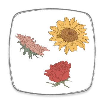 Blumen - Viereckiger Kühlschrankmagnet - Weiß - Vorne