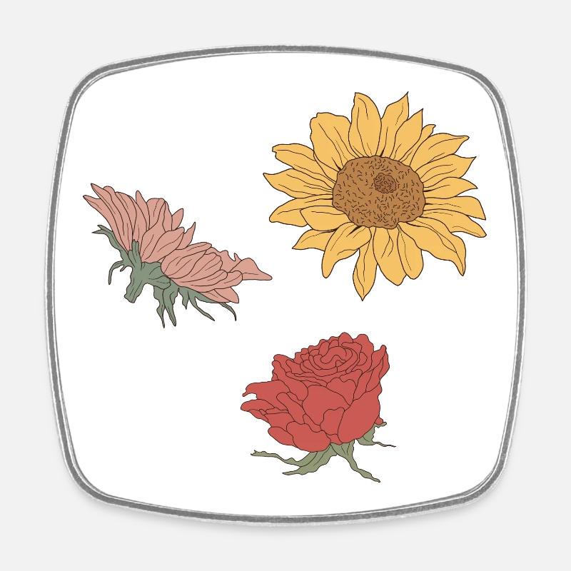 Blumen - Viereckiger Kühlschrankmagnet - Weiß