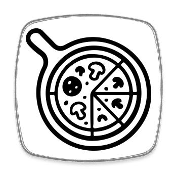 Icône de la pizzeria Pizza - Magnet carré - blanc - Devant