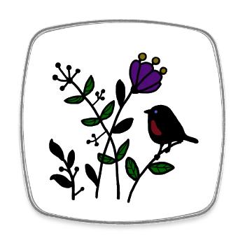 Natur_mit_Vogel - Magnet carré - blanc - Devant