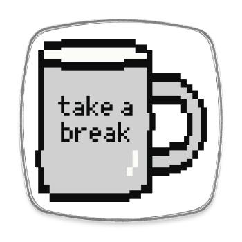 Relax Check Pixel Art Tasse - Viereckiger Kühlschrankmagnet - Weiß - Vorne