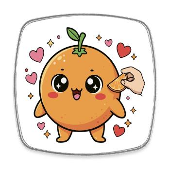 cute kawaii manga orange - Square fridge magnet - white - Front