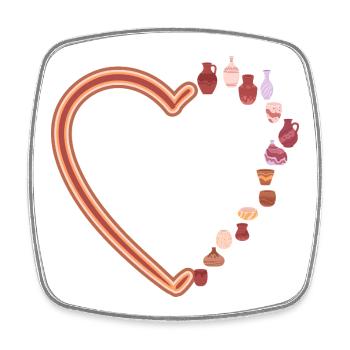 Töpfern Lieben Herz Vasen Kunst - Viereckiger Kühlschrankmagnet - Weiß - Vorne