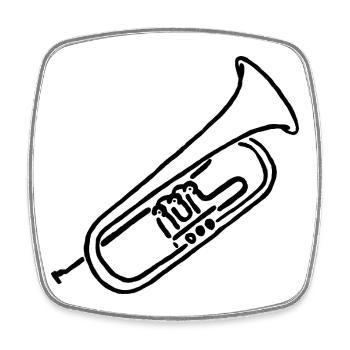 Cadeau de croquis Bugle pour musicien - Magnet carré - blanc - Devant