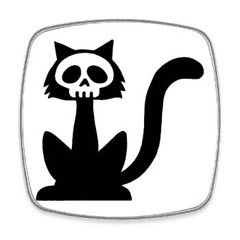 Black Cat Skull - Square fridge magnet - white - Front