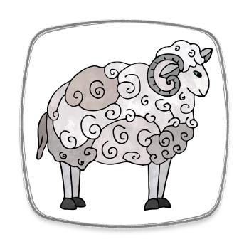 Ram - Square fridge magnet - white - Front