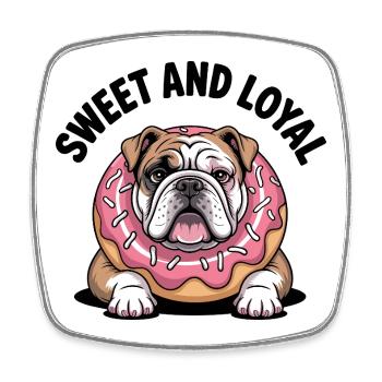 Sweet and Loyal Bulldog - Square fridge magnet - white - Front