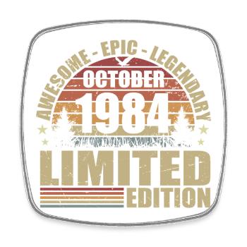 41st Retro Anniversary October 1984 - October 1984 - Square fridge magnet - white - Front