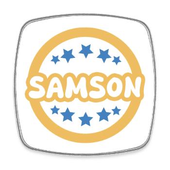 Galaktischer Sampson Schriftzug für Samson - Viereckiger Kühlschrankmagnet - Weiß - Vorne