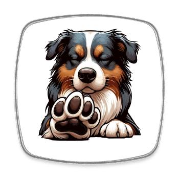 Sprich mit der Pfote Australian Shepherd Aussie  - Viereckiger Kühlschrankmagnet - Weiß - Vorne
