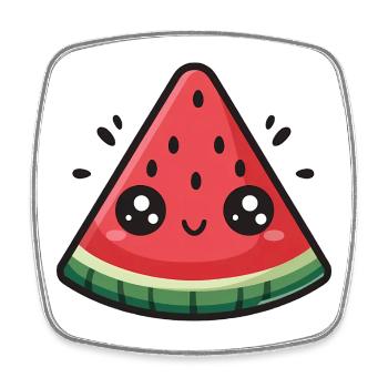 Tranche de pastèque kawaii - Magnet carré - blanc - Devant