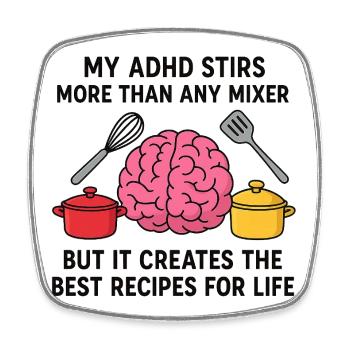 ADHD Brain Cooking Art - Square fridge magnet - white - Front