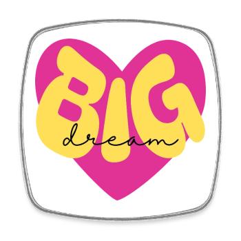 Farbenfrohes Herzdesign "Dream Big" - Viereckiger Kühlschrankmagnet - Weiß - Vorne