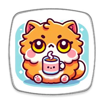Süße Kaffeekatze, Kawaii - Viereckiger Kühlschrankmagnet - Weiß - Vorne