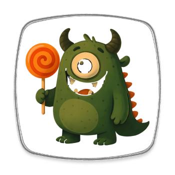 Googly Eyes Monster with Lollipop - Square fridge magnet - white - Front