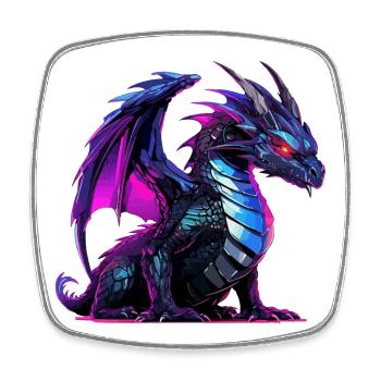 Neon-Drachen Illustration auf Schwarz - Viereckiger Kühlschrankmagnet - Weiß - Vorne