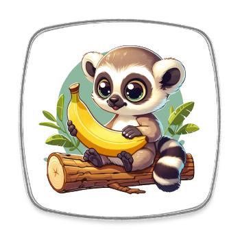 adorable raton laveur avec illustration de banane - Magnet carré - blanc - Devant