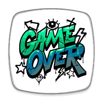 Game Over Neon Graffiti Design - Viereckiger Kühlschrankmagnet - Weiß - Vorne