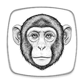 Expressive monkey portrait - Square fridge magnet - white - Front