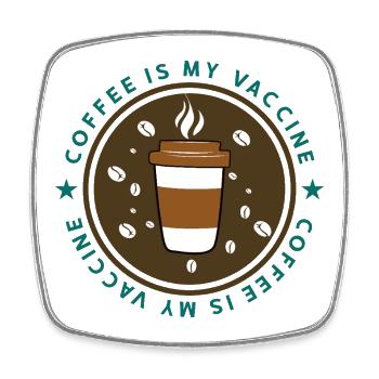 Vacciné avec du café - Magnet carré - blanc - Devant